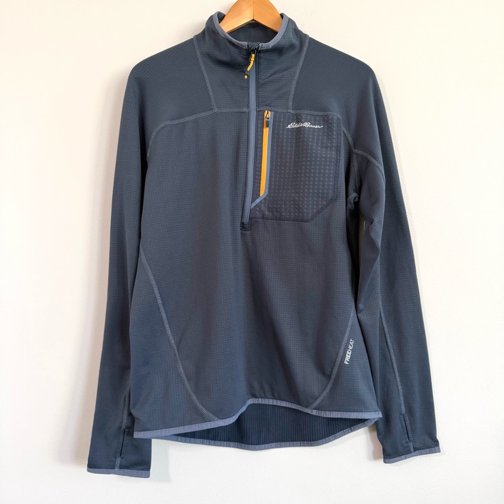 Eddie Bauer First Ascent Grid Fleece Half Zip Grey Thermal Pullover Men’s Medium